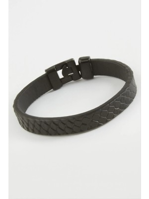 Renklime Siyah Renkli Kaliteli Suni Deri Bileklik