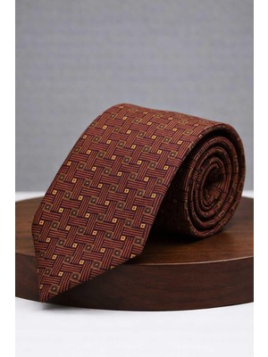 Kravatkolik Sarı - Bordo Kare Kravat