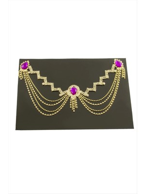 Renklime Zikzak Şerit Taşlı Alınlık