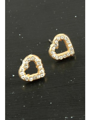 Renklime Kalp Taşlı Minik Küpe