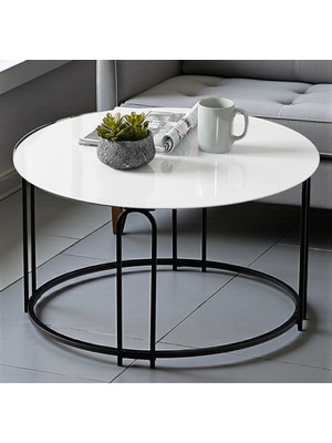 Lenka Temperli Cam Orta Sehpa Yuvarlak Siyah Metal - Sedaş-Lenka-Orta-Siyah