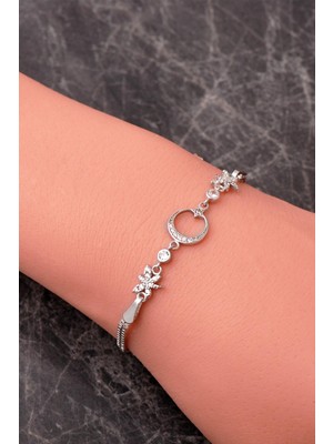 Sümer Telkari Ay Yıldız Yusufçuk Rodyumlu 925 Ayar Gümüş Bileklik 4925