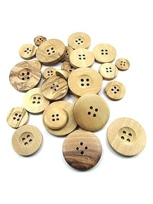 Skygo Tahta Dikme, 4 Delik Yazı Model, Doğal Ahşap, Zeytin AĞACI,100 Adet 15MM-24L