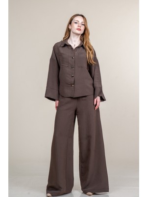 MissVina Çizgili Modal Kumaş Gömlek Pantolon Takım 1300