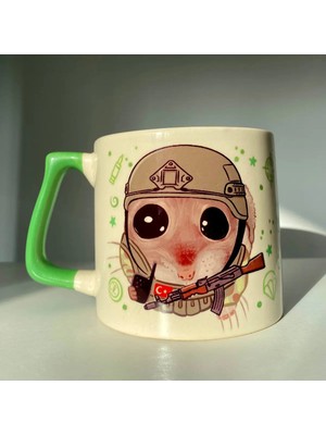 Mor Mürekkep Sad Üzgün Hamster - Meslek: Asker (Soldier) Kupa Bardak Fincan