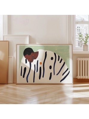 Ninastore Minimalist Portre Sanat Baskısı: Siyah/beyaz ve Turuncu (Dijital Indirme)