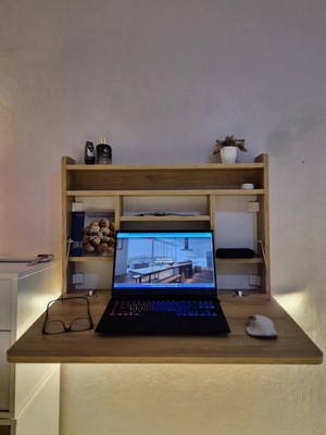 Arthubo Duvara Monte Katlanabilir Ahşap Çalışma Masası – Çok Amaçlı Home Office & Kitaplık&Hobi Masası