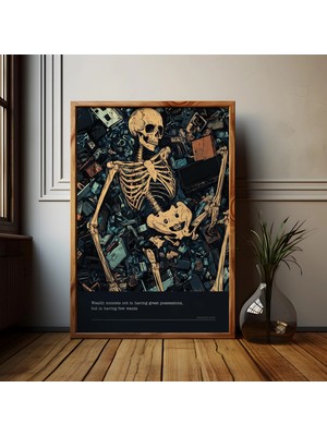 Ninastore Memento Mori Iskelet Posteri: Stoacı Felsefe/ Karanlık Akademi Sanatı