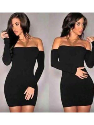 Liyuza B101190 Eldivenli Straplez Mini Elbise