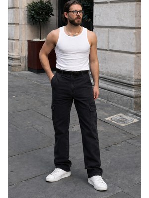 Comstar Erkek Günlük Kargo Cep Füme Baggy Pantolon