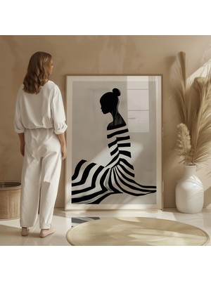 Ninastore Siyah Beyaz Silüet Sanat Baskısı: Şık Minimalist Dekor (Dijital Indirme)