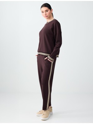 Jimmy Key Acı Kahve Normal Bel Normal Paça Çizgi Detaylı Jogger Pantolon