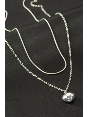 Renklime Papatya Inci Ikili Çelik Kolye