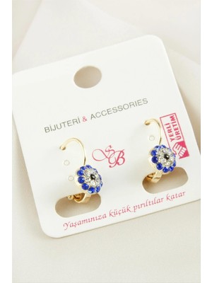 Renklime Nazar Taşlı Klipsi Küpe