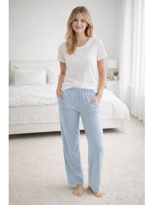 Remsa Kadın Penye Kumaş Tek Pijama Alt 08 Bebe Mavisi