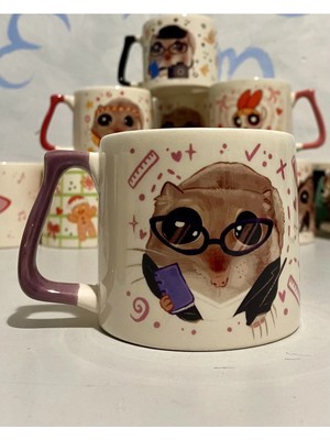 Mor Mürekkep Sad Üzgün Hamster - Meslek: Akademisyen (Academician) Kupa Bardak Fincan