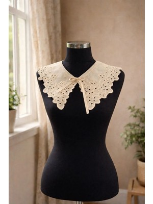 Pamuk Fisto Dantel Yaka (Saten Kurdele Bağlamalı)