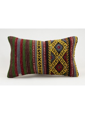 Kilim Wholesale El Yapımı Kilimden Yapılmış Vintage Kırlent Kılıfı, Yün, 30X50 cm
