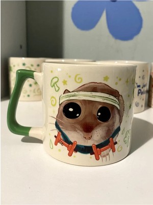 Mor Mürekkep Sad Üzgün Hamster - Meslek: Sporcu (Athlete) Kupa Bardak Fincan