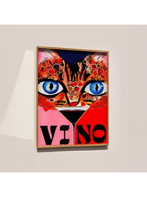 Ninastore Vino Kedi Sanat Baskısı: Pop Art/kokteyl Salonu Dekorasyonu (Dijital Indirme)