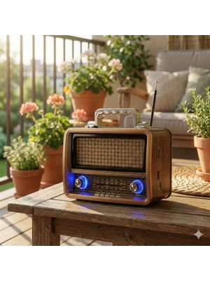 Dexxony Elektrikli Büyük Boy Nostaljik Radyo Bluetoothlu Retro Hoparlör Yüksek Çekim Gücü