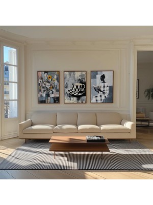 Ninastore Geometrik Kadın ve Kahve Sanat Baskıları: Modern Mutfak Duvar Dekoru (Dijital Indirme)