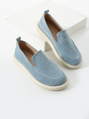 Kadın Loafer Günlük Klasik Ayakkabı Casual Makosen Fonle Mavi