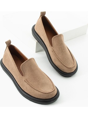 Kadın Loafer Günlük Klasik Ayakkabı Casual Makosen Fonle Vizon