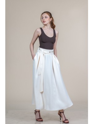 MissVina Kuşgözü Kuşak Detaylı Etek 6870