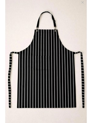 EFT Beyaz-Siyah Çizgili Cepli Askılı Ayarlanabilir Önlük