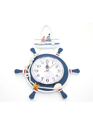 Ecoport Ahşap Marin Dümenli Saat Model 2