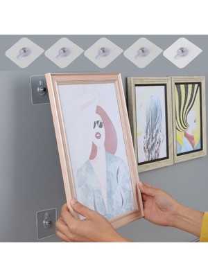 Bucuks® Süper Güçlü Çerçeve Askısı Pin Delgisiz Vidalı Tırnak Kanca Yapışkanlı Raf Tutucu Askı 4 Adet