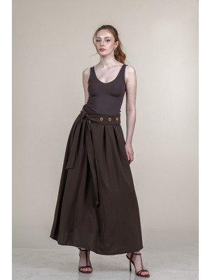 MissVina Kuşgözü Kuşak Detaylı Etek 6870