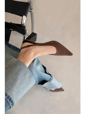 Straswans Vera Kadın Süet Topuklu Ayakkabı Kahve