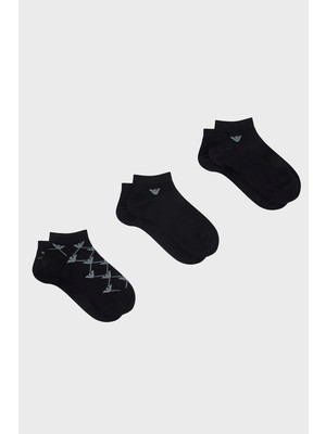 Emporio Armani Pamuklu Logolu 3 Pack Çorap Erkek Çorap EM000550 AF20653 MC061