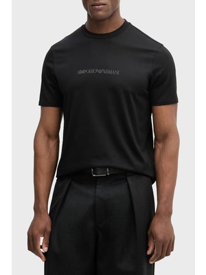 Emporio Armani Logolu % 100 Pamuk Regular Fit Bisiklet Yaka T Shirt Erkek T Shirt EM004583 AF13669 MC540