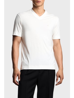 Emporio Armani Ipek Karışımlı Regular Fit V Yaka Jarse T Shirt Erkek T Shirt EM003465 AF13721 U0003
