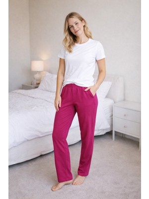 Remsa Kadın Penye Kumaş Tek Pijama Alt 07 Fuşya