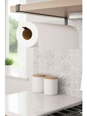 UG Home Siyah Dolap Içi Lamalı Peçetelik Rulo Askısı Kağıt Havluluk Banyo Mutfak Düzenleyici