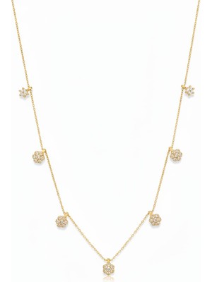 Papatya Silver 925 Ayar Kişiye Özel Doğum Taşlı Altın Elmas Montürlü Çiçek Kolye.rose.gold.rodaj