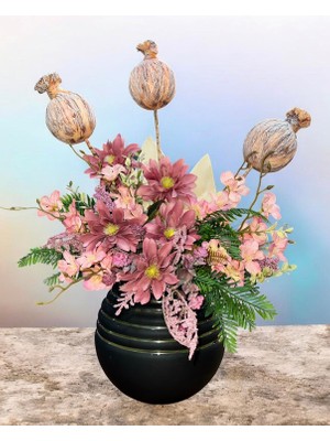 Sedosh Home Vision Gülkurusu Papatya Aranjmanı Cam Vazoda Dekoratif