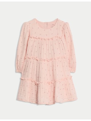 Marks & Spencer Pamuk Karışımlı Çiçekli Elbise (0-6 Yaş)