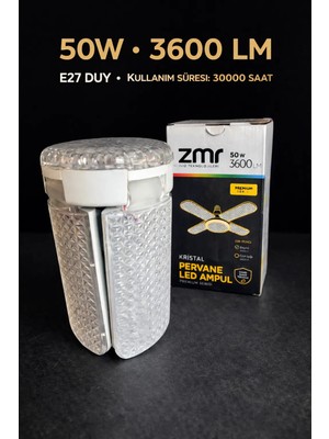 ZMR Lumıxa 50 Watt Kristal Pervane LED Ampul Yüksek Işık 3600 Lümen (Beyaz Işık)