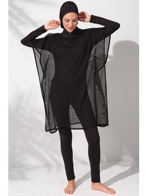 Pierre Cardin Fileli Tesettür Tulum Mayo Siyah 231919