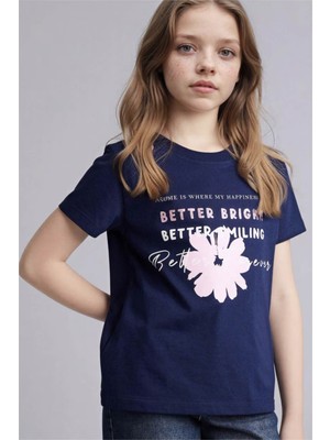 Defacto Baskılı Lacivert Kız Çocuk T-Shirt G1764A8/NV248
