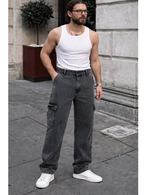 Comstar Erkek Günlük Kargo Cep Antrasit Baggy Pantolon