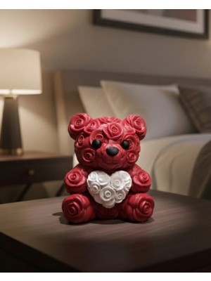 Adat 10CM 3D Özel Baskı Kalpli Ayıcık Romantik Hediye Objesi