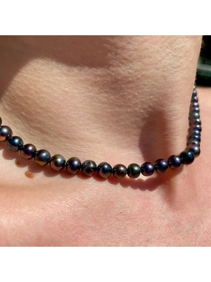 Doğaltaş Siyah Inci Kolye