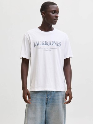Jack & Jones Jjdevın Daytona Prınt Tee Beyaz Erkek T-Shirt 12290173