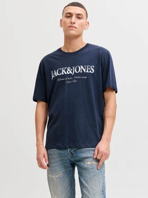 Jack & Jones  Jjdevın Daytona Prınt Tee Lacivert Erkek T-Shirt 12290173